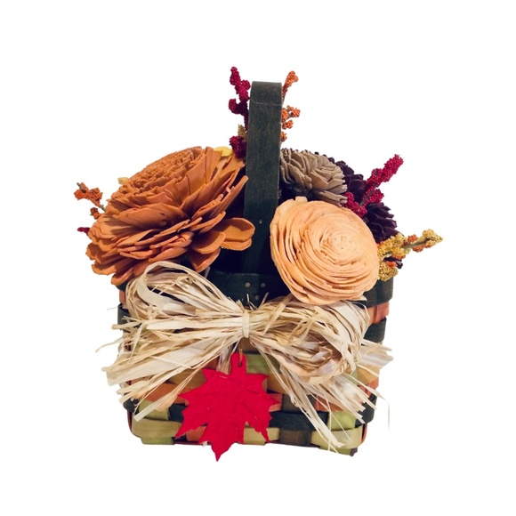 Autumn Sola Wood Flower Basket Decor Halloween - Picture 1 of 8